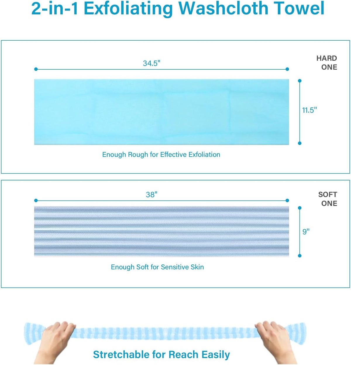 Yiclick 2pcs Back Scrubber for Shower Bath ，Exfoliating Body Scrubber, Body Exfoliator Loofah Luffa Sponge Net Rag Back Washer