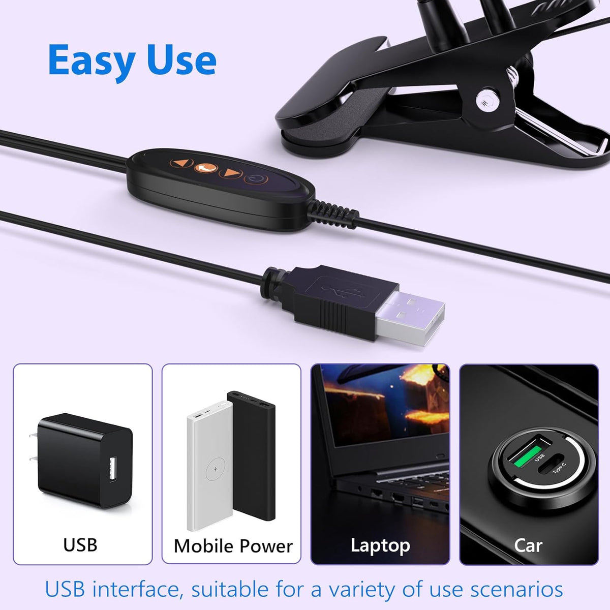 AORAEM LED Nail Lamp Double-Headed U V LED Light Quicky-Dry Nail Manicure Dryer Curing Light with Portable Gooseneck and Clamp Flash Cure U V Light for Gel Nails Professional Home DIY Salon Black