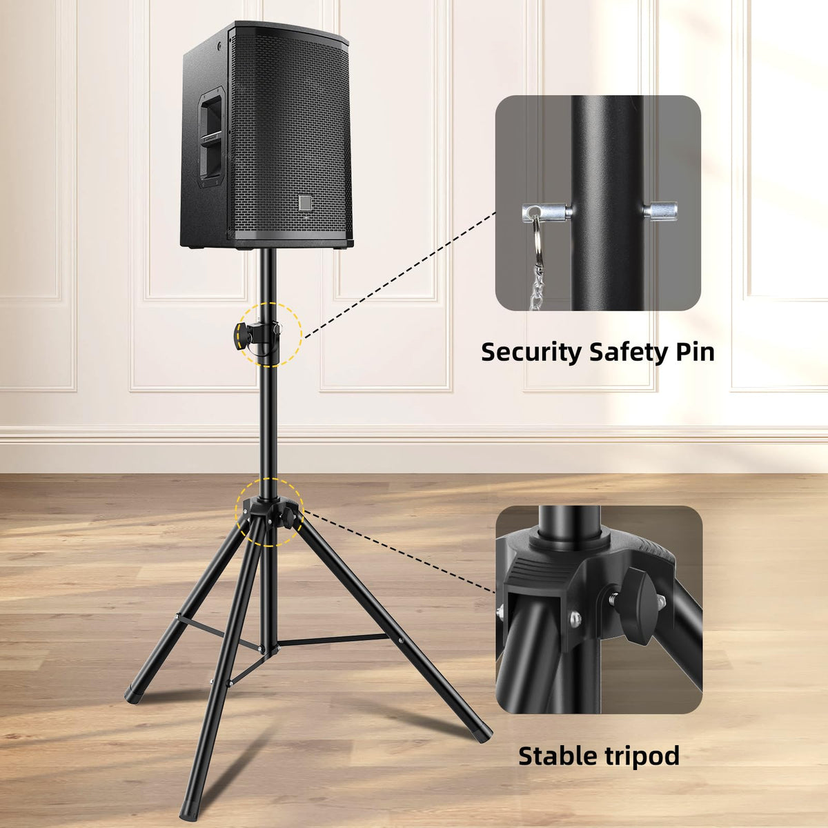 GZGDLJQ Speaker Stands Pair, Universal Speaker Tripod Stand Adjustable Height from 35 to 60 Inch Heavy Duty with 35 MM Compatible Insert for Stage