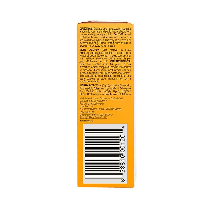 Masque Bar My Ingredients 100% Pure Vitamin C Face Serum - Fades Age Spots, Pore Refining, Wrinkle Repair, Dark Circle Reduction, Even Skin Tone, Mineral Oil & Cruelty-Free, Korean Skincare - 1Fl oz