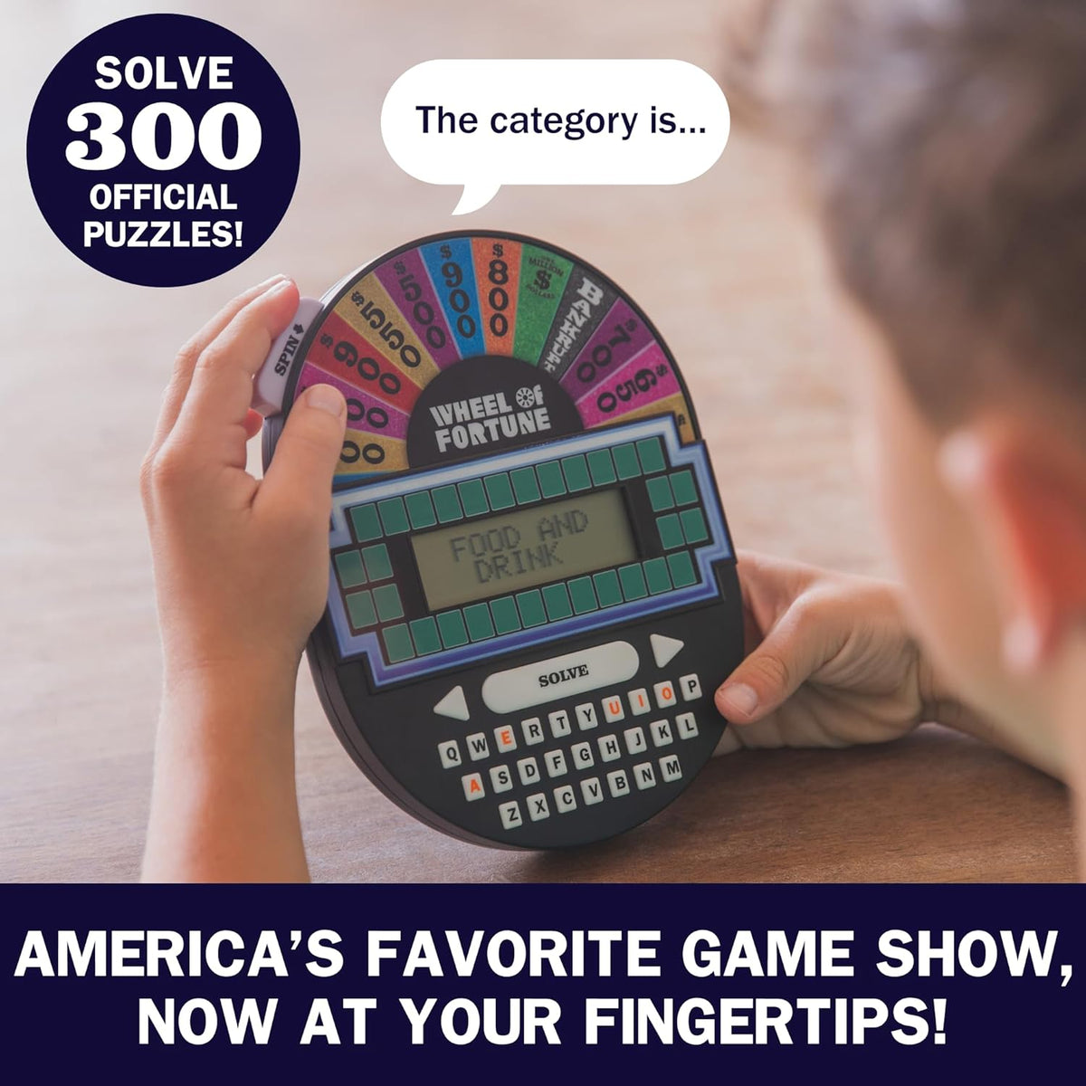 Educational Insights Wheel of Fortune Game - Handheld Electronic Game, Great for Travel, Classic Retro Party Games for Kids, Teens & Adults, Word Puzzle Challenge & Entertaining Gift for Ages 8+
