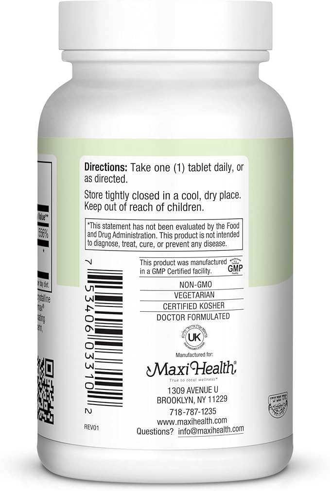 Maxi Health MAX C 500 mg - Vitamin C - with Lemon Bioflavonoids Complex - 100 Tablets