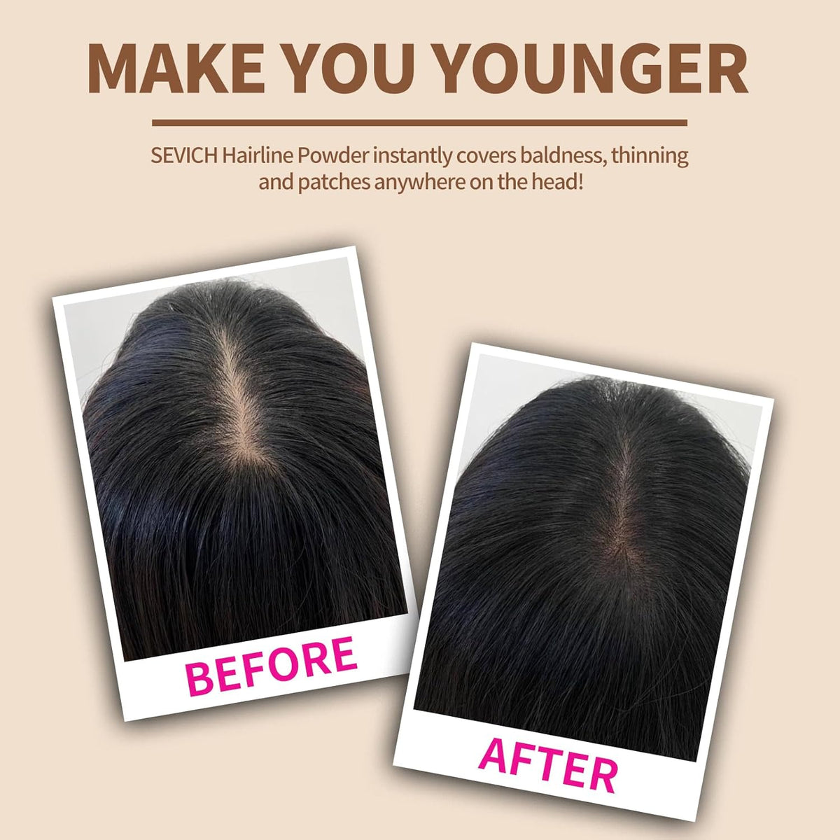 Instantly Hairline Shadow - SEVICH Hairline Powder, Quick Grey Root Concealer for Thinning Hair, Eyebrows & Beard, Windproof & Sweatproof, Light Brown