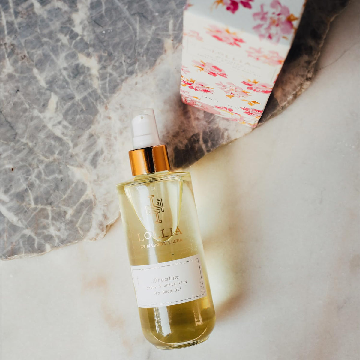 LOLLIA Breathe Dry Body Oil, 6.8 Fl. Oz. – Peony & White Lily – Women’s Scented, Moisturizing, Dry Body Oil for Women, For All Skin Types