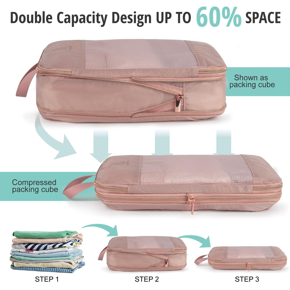 Expandable Compression Packing Cubes for Suitcases,6 Set Lightweight Compressible Travel Packing Organizer for Carry on Suitcase,Organizer Bags Set as Travel Essentials for Women