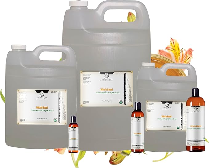 Organic Witch Hazel – 100% Pure Natural USP Astringent with 14% Alcohol | Hamamelis Virginiana Extract for Face, Skin, Hair & Wellness | Bulk & Gallon Options | 4 Fl Oz