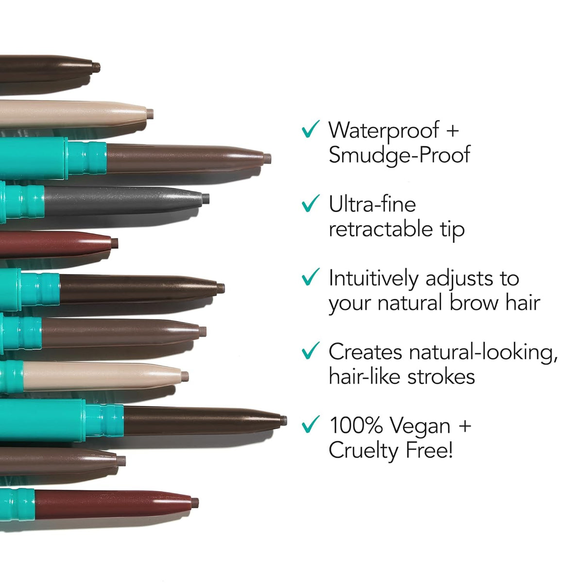 Thrive Causemetics Infinity Waterproof Eyebrow Pencil, Retractable Brow Pencil with Hyaluronic Acid & Shea Butter, Dual Ended Eyebrow Brush Spoolie, Fine Tip, Vegan & Cruelty Free, Merida (Auburn)