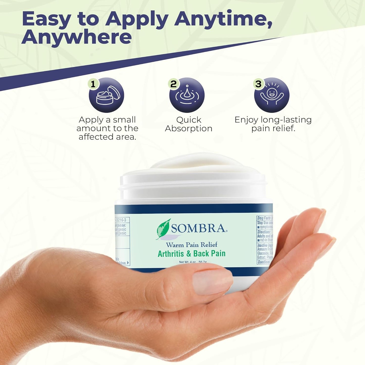 Sombra Warm Pain Relief Gel, Warm Relief for Arthritis and Chronic Pain Pre-Workout Muscle Rub Vegan Formula Free of Artificial Fragrances, Dyes, NSAIDs, Wax, Petroleum, Alcohol - 4oz Jar