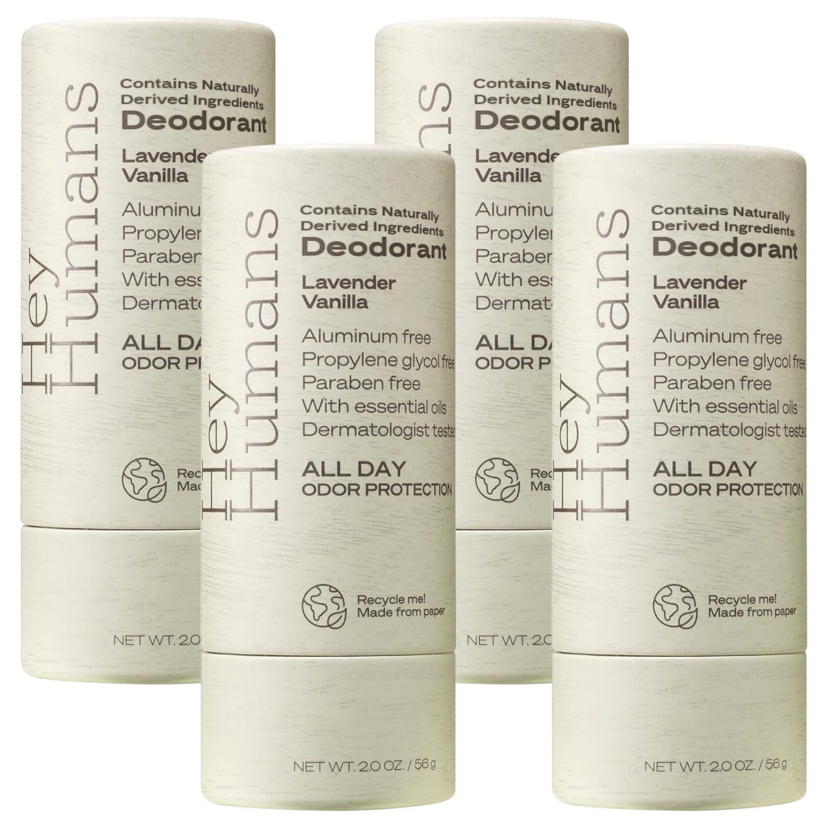 Hey Humans Deodorant, Aluminum Free Deodorant for Women and Men, Contains Naturally Derived Ingredients, All Day Odor Control, Refreshing Deodorant Essential Oils, Lavender Vanilla