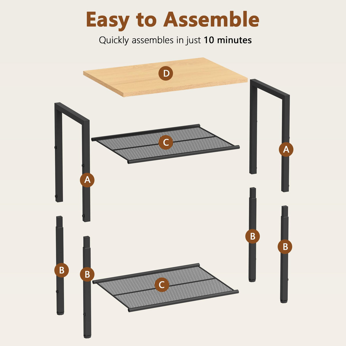 Hoctieon 2-Set 3 Tier End Table, Telephone Table Set of 2, Tall Side Table with Storage Set of 2, Small Nightstand for Small Spaces, Metal Frame, Black+Yellow Oak
