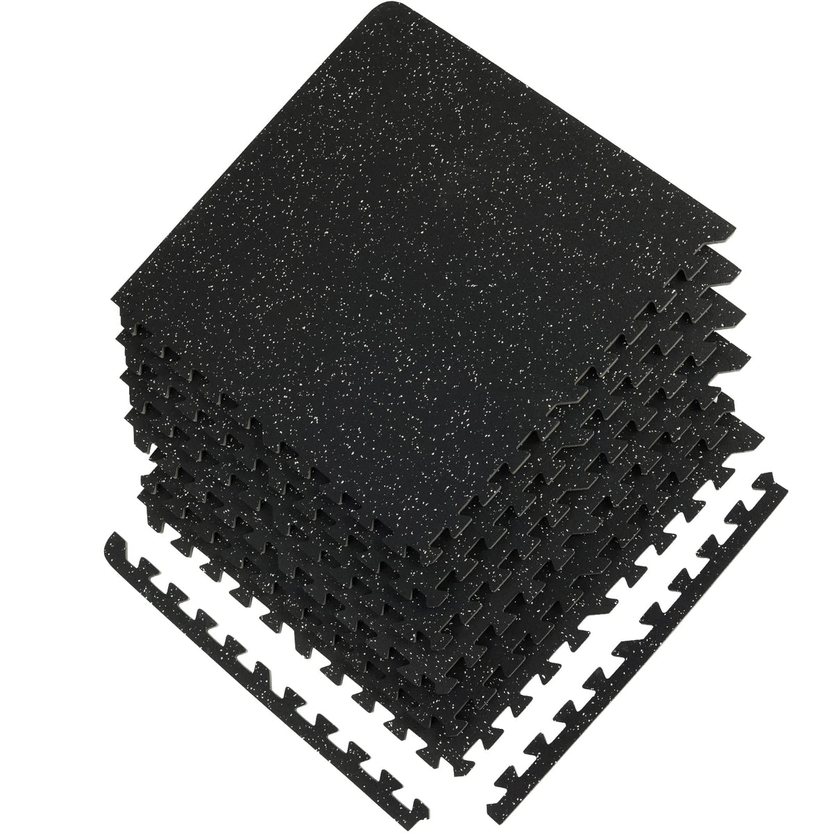 VEVOR 6PCS 0.56 inch Thick Gym Floor Mats, 25" x 25" EVA Foam & Rubber Top Interlocking Workout Floor Mats with 24 sq.ft Coverage, Waterproof Exercise Puzzle Flooring for Gym, Home, Garage, Basement