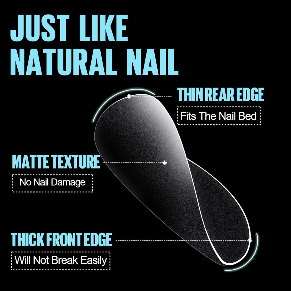 TOMICCA Extra Short Oval Nail Tips - 450Pcs Acrylic Nail Tips, 15 Sizes Fake Gel Tips, Double-sided Matte Full Cover Gel Tips for Nail Extensions