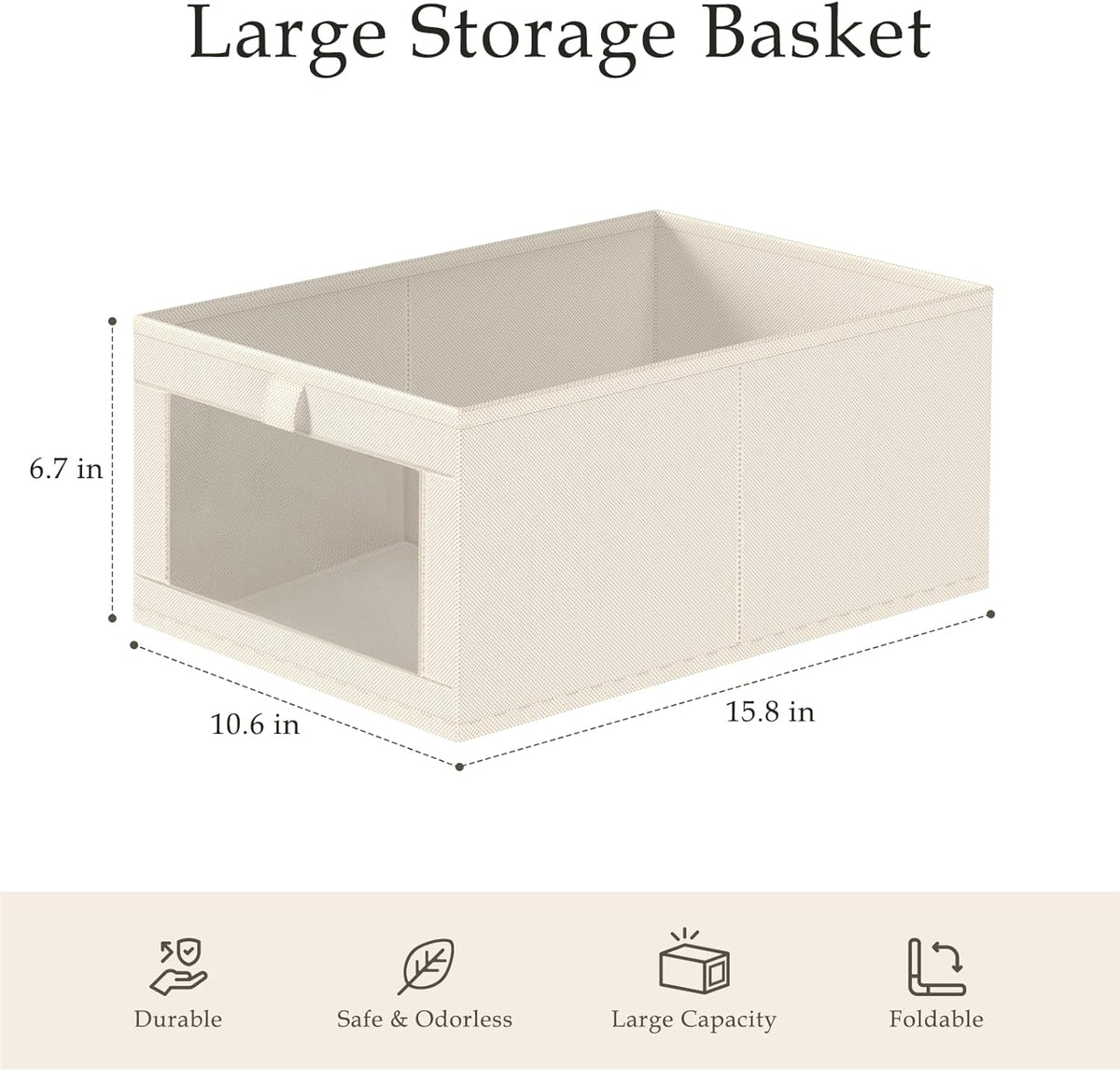 Criusia 6 Pack Linen Closet Organizers and Storage, Large Linen Closet Baskets for Organization, Foldable Storage Containers for Clothing, Towels, Toys, Jeans, Books, Shelves, Beige