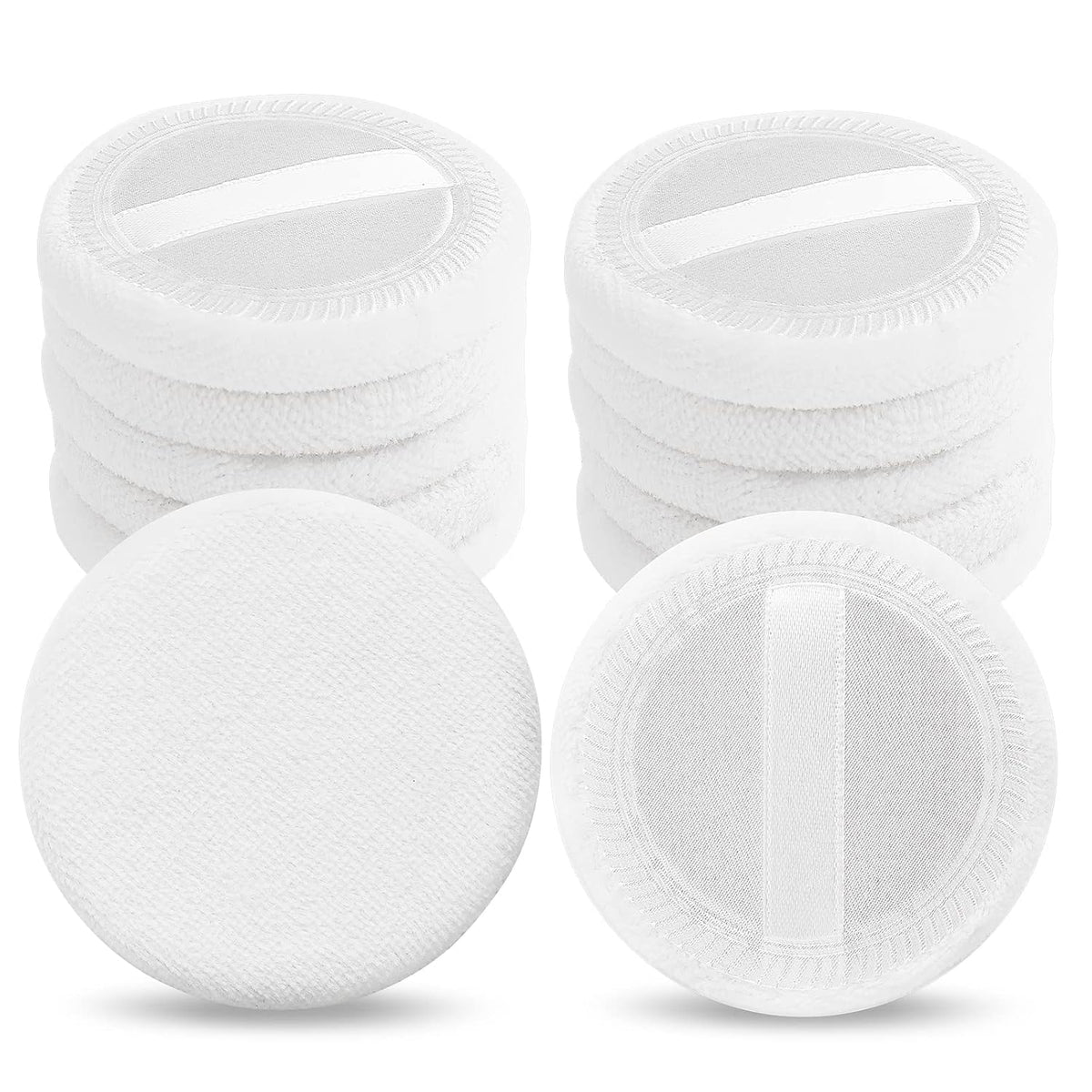 12PCS Makeup Powder Puffs Pink Cotton Powder Puffs Round Powder Puff for Makeup Face Powder Velour Puffs for Loose Powder Washable(white