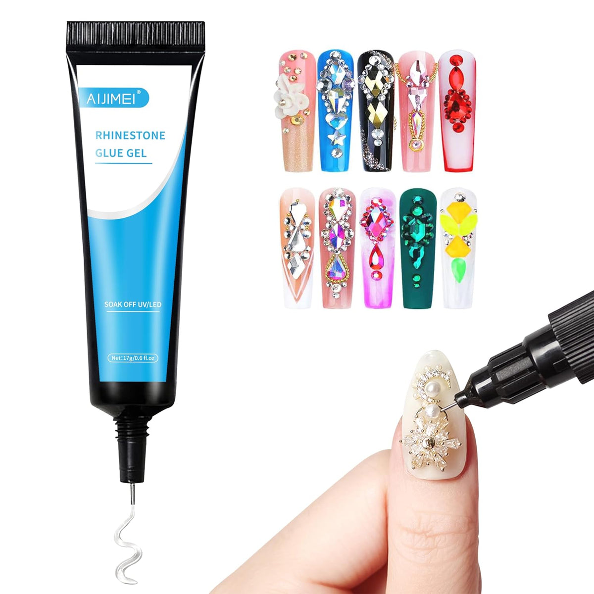 Nail Needle Glue Rhinestone Glue Gel Nail Glue Nail Rhinestone Glue Rhinestones Glue for Nails Nail Charms Glue Glue for Rhinestones Nail Glue Gel Uv Cured