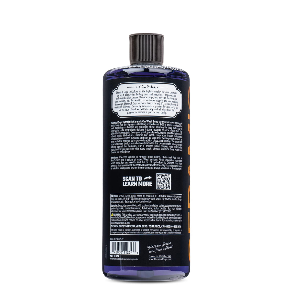 Chemical Guys HydroSuds Ceramic SiO2 Shine High Foaming Car Wash Soap (Works with Foam Cannons, Foam Guns or Bucket Washes) For Cars, Trucks, Motorcycles, RVs & More, 32 fl oz, Berry Scent - CWS21232