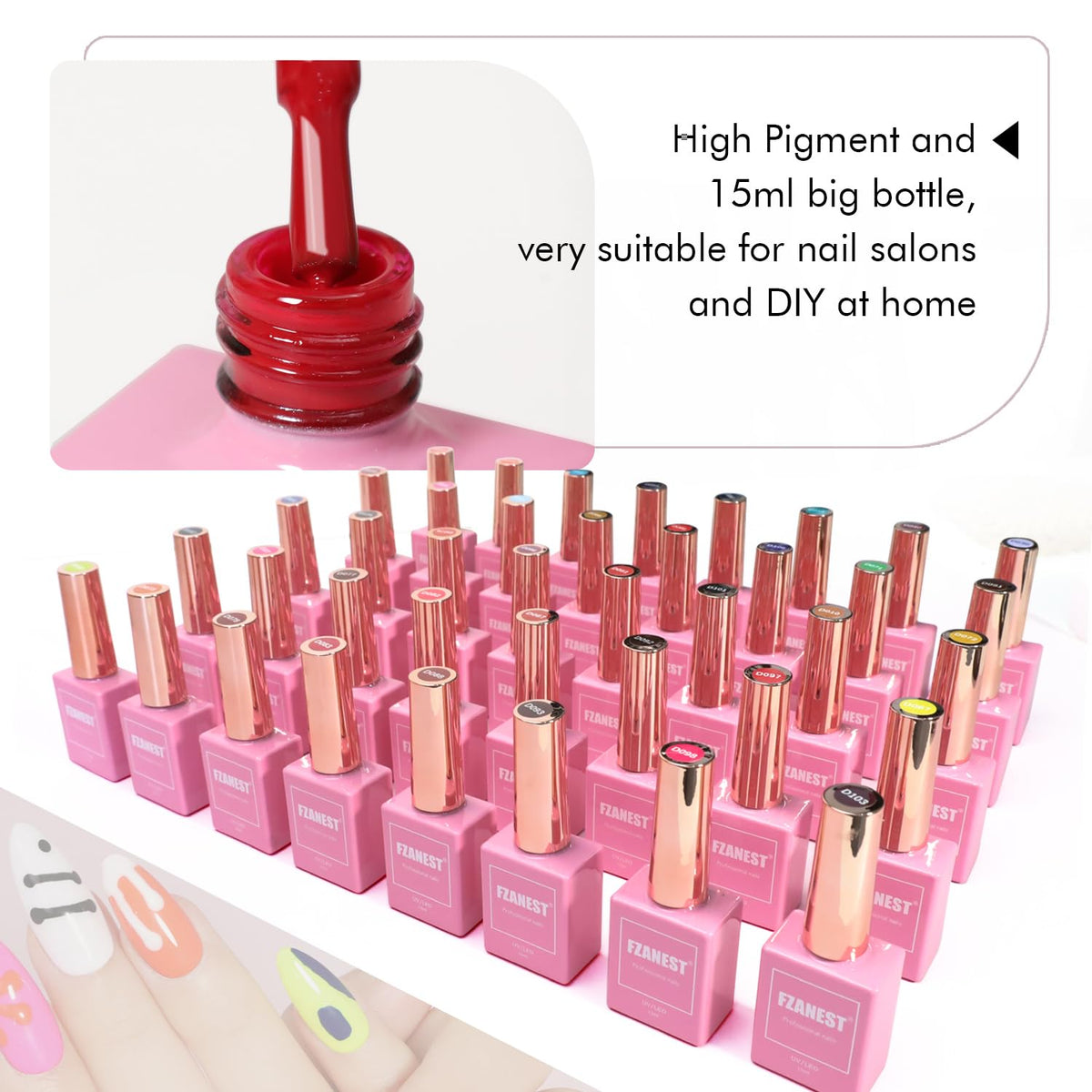FZANEST 130Pcs 15ml Gel Nail Polish Set With Rubber Base Top Matte Coat 120 Colors Pink Nude Red Blue White All Seasons Gel Polish Kit Nail Art Starter For Nail Salon Home Gifts for Women and Girls