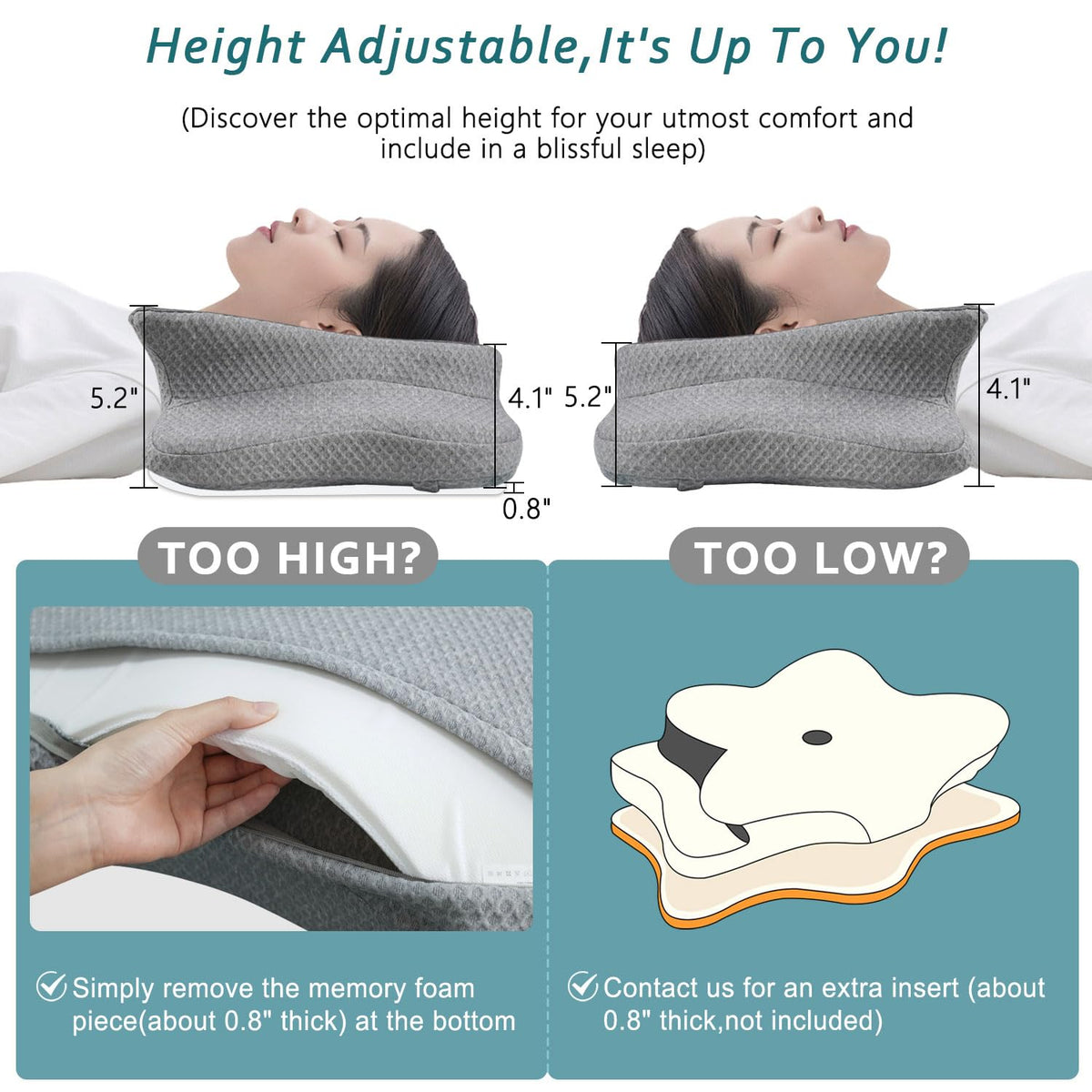 CHxxy Cervical Neck Pillow for Pain Relief Sleeping, Contour Memory Foam Pillows, Ergonomic Side Sleeper Pillows for Adults, Cooling Orthopedic Neck Support Pillow for Back Stomach Sleepers