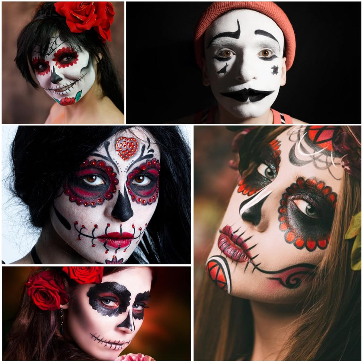 3 PCS Black White Red Face Body Paint Halloween Special Effects Makeup Kit Oil Based Cream Face Paint Kit for Cosplay Party Clown Zombie Stage Sfx Makeup