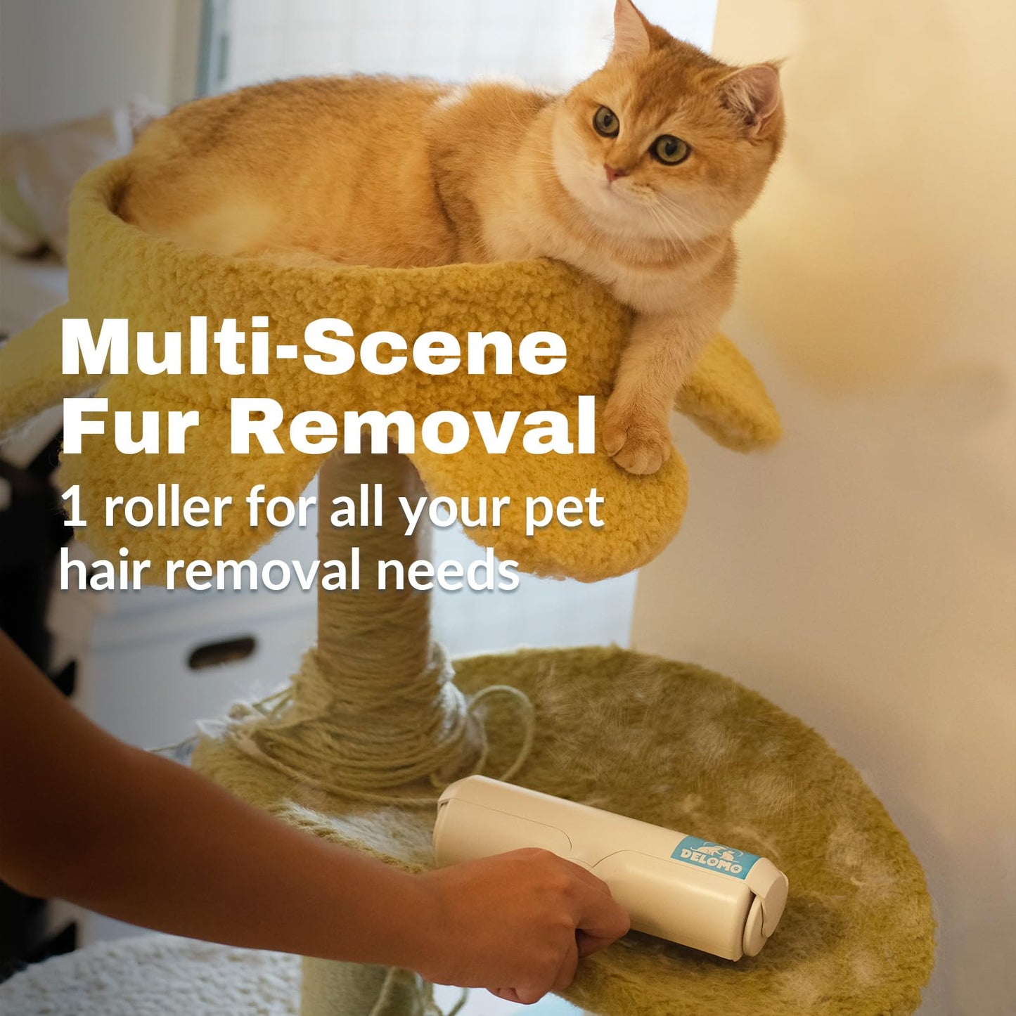 DELOMO Pet Hair Removal Tool, Pet Hair Remover - Lint Roller for Pet Hair - Cat and Dog Hair Remover for Couch, Furniture, Carpet, Car Seat, Reusable Lint Roller with Fur Bin, Pet Owner Essential