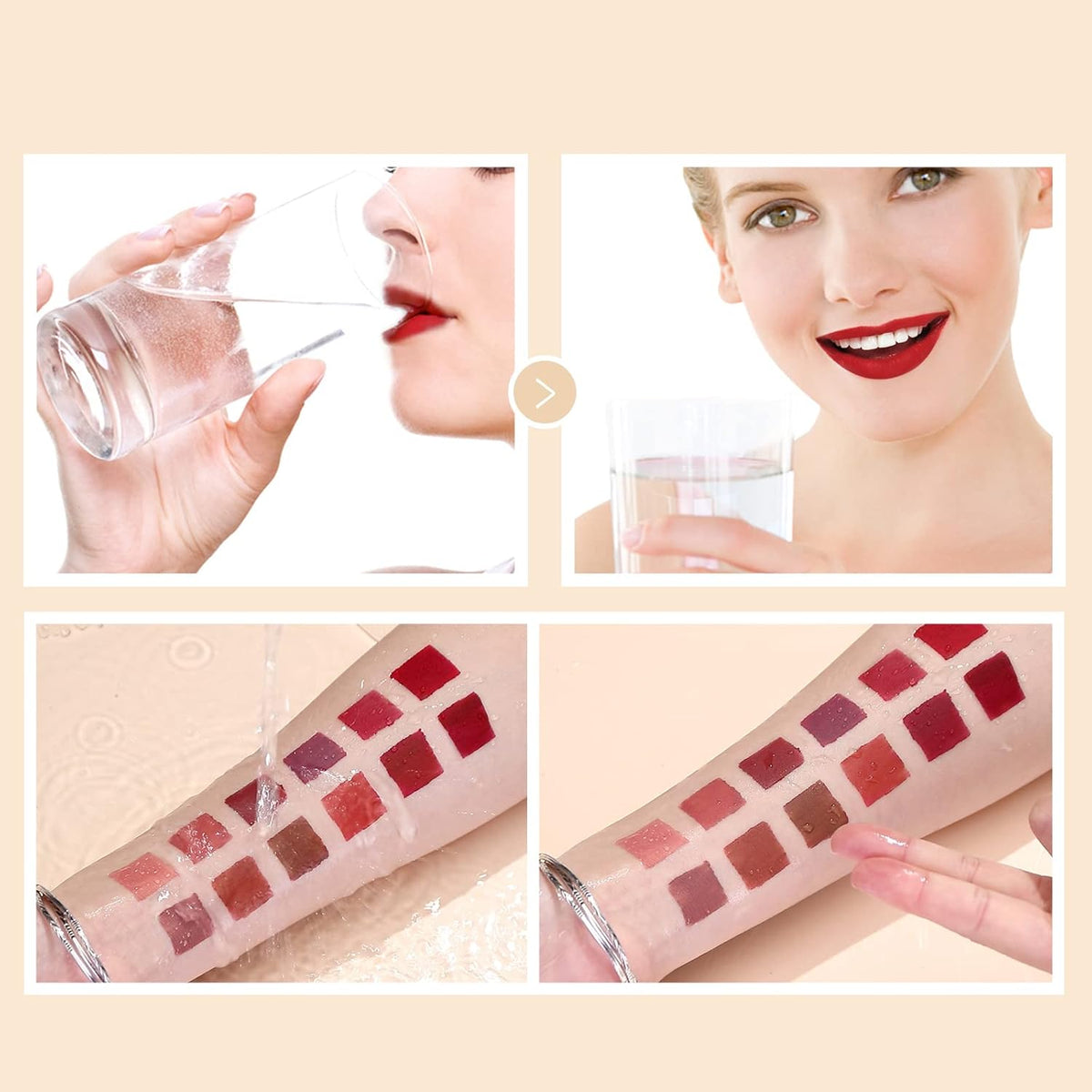 12Pcs Matte Liquid Lipstick Set for Girls & Women, 24 Hours Long Lasting Waterproof Nude & Dark Red Lip Gloss Makeup Kits, Velvet Non-Stick Cup Mate Duracion 24 Horas Originales Lip Stains (Set 01, 1)