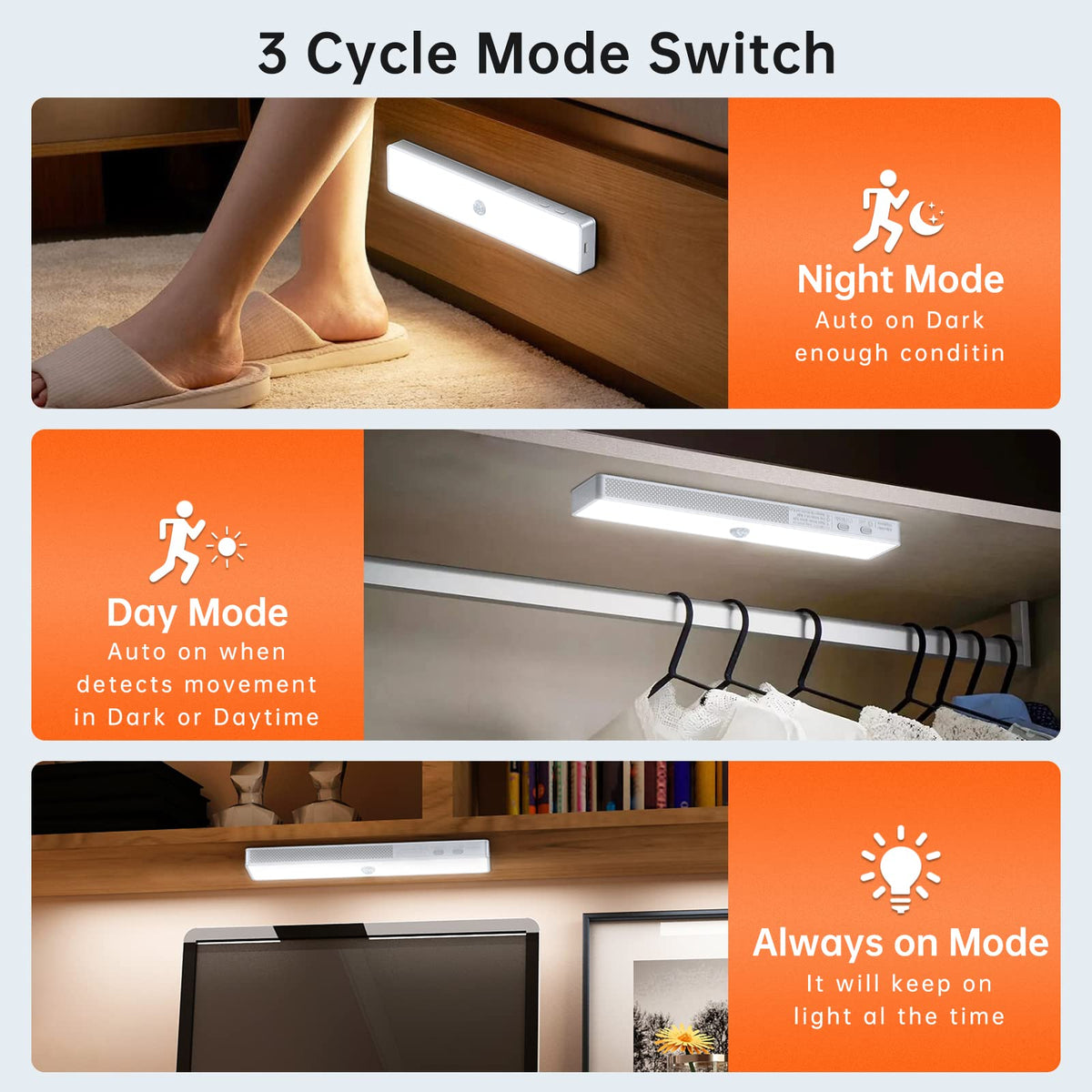 LED Closet Light with Charging Station, 6 Pcs 30LEDs Dimmer Rechargeable Motion Sensor Under Cabinet Lighting with Remote Control, Wireless Stick-Anywhere Night Light for Wardrobe,Kitchen