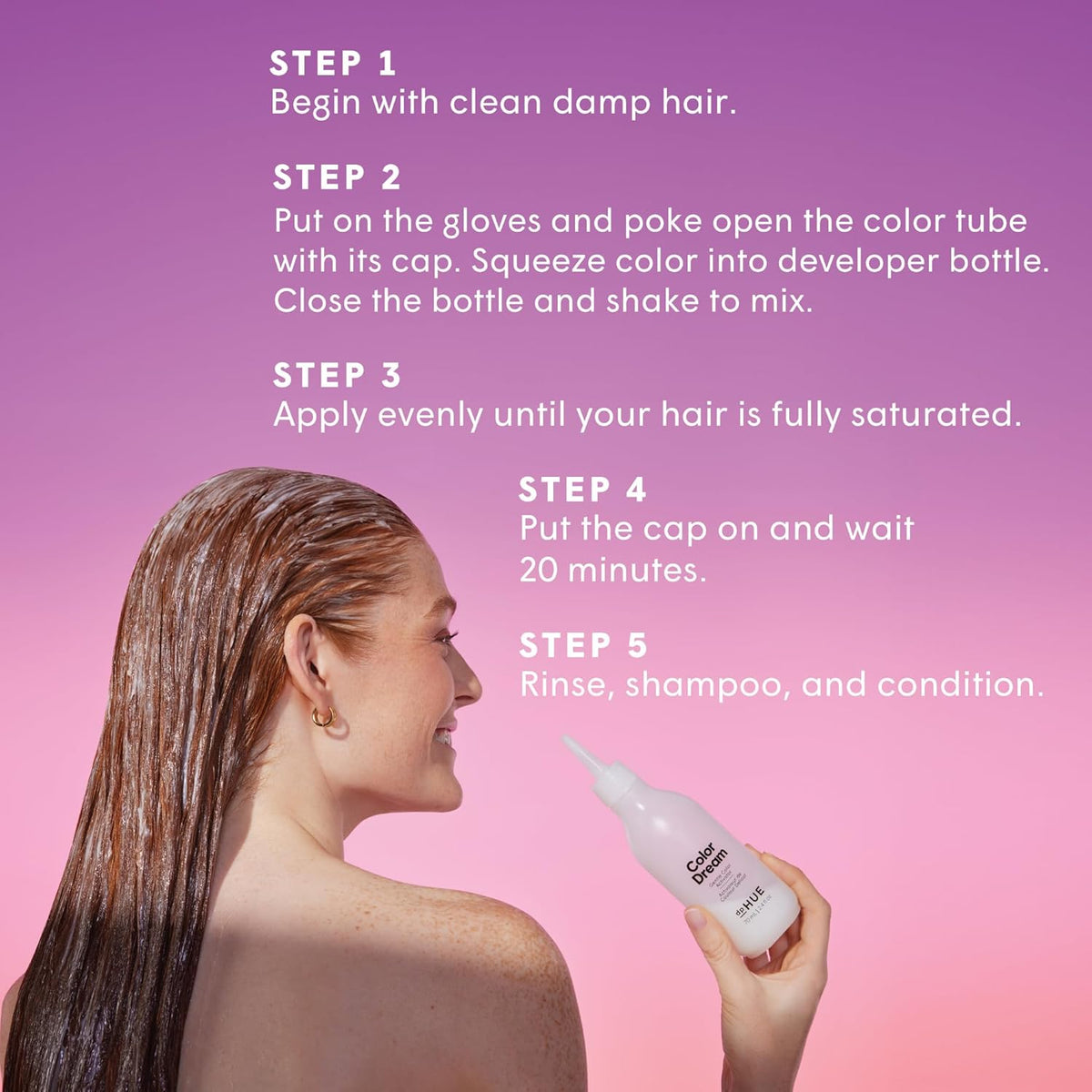 dpHUE Color Dream, Copper - Ammonia-Free, Demi-Permanent Hair Color - Lasts 16 Washes - Boosts Shine - Paraben & Sulfate Free, Leaping Bunny Certified