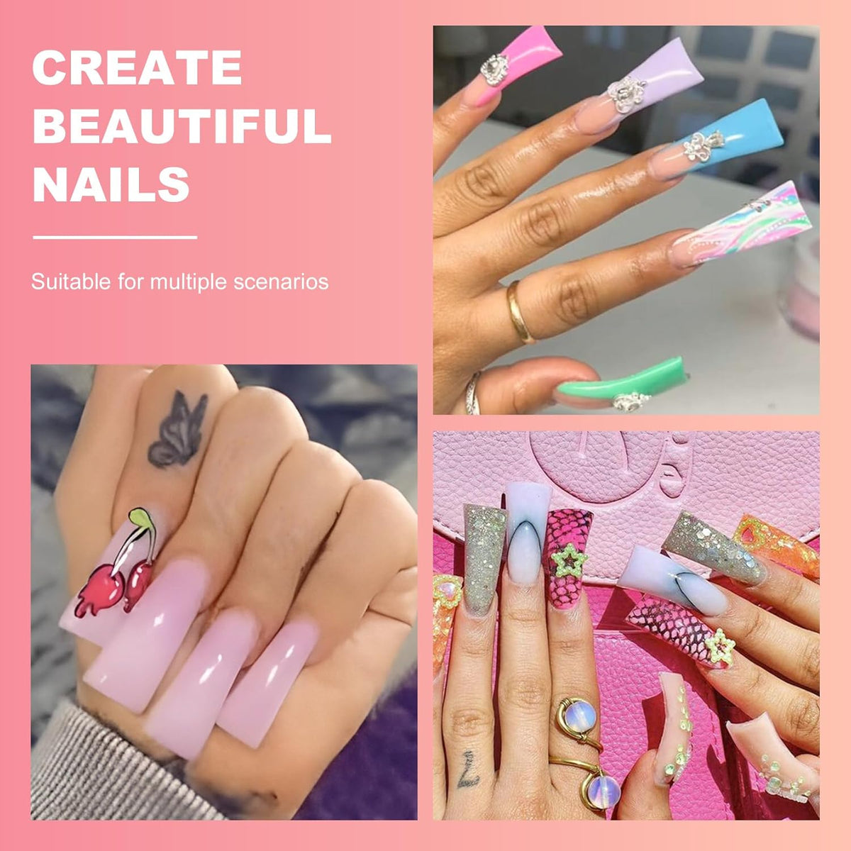 Ranrose Duck Nail Tips - 120pcs Extra Long Duck Feet Style Full Cover False Nail 12 sizes XXL Clear Press on Nail for Acrylic Nails Professional Y2K Nail Salon