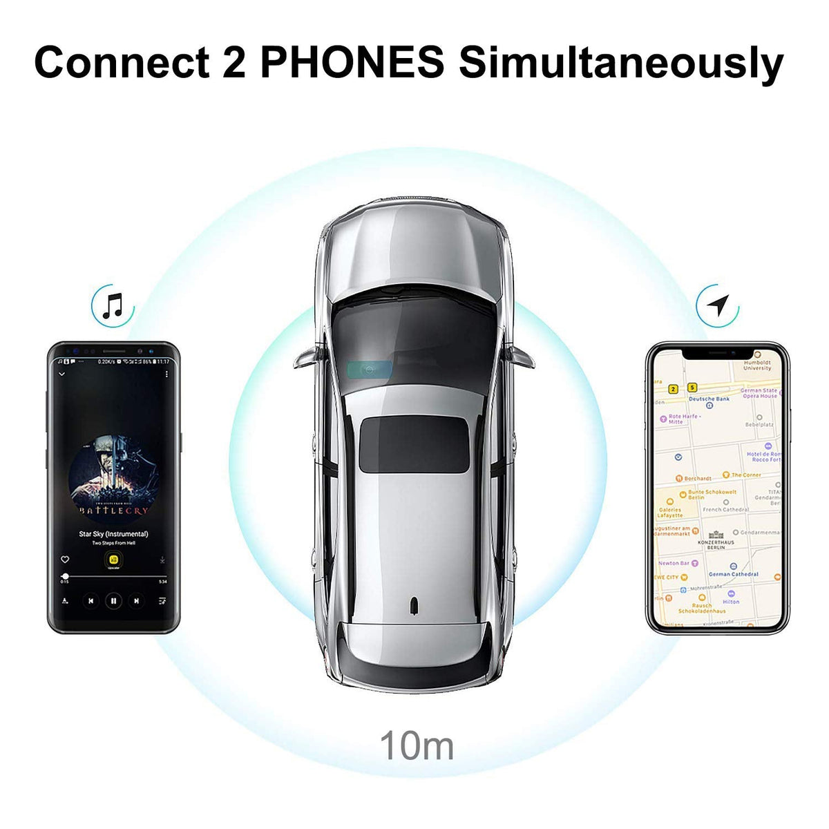 Bluetooth Car Speaker for Cell Phone HandsFree Bluetooth 5.0 CarKits 3W Loud Speakerphone for GPS Music,Wireless in Car Handsfree Speaker with Visor Clip,Supports Voice Command,TF Card Playback