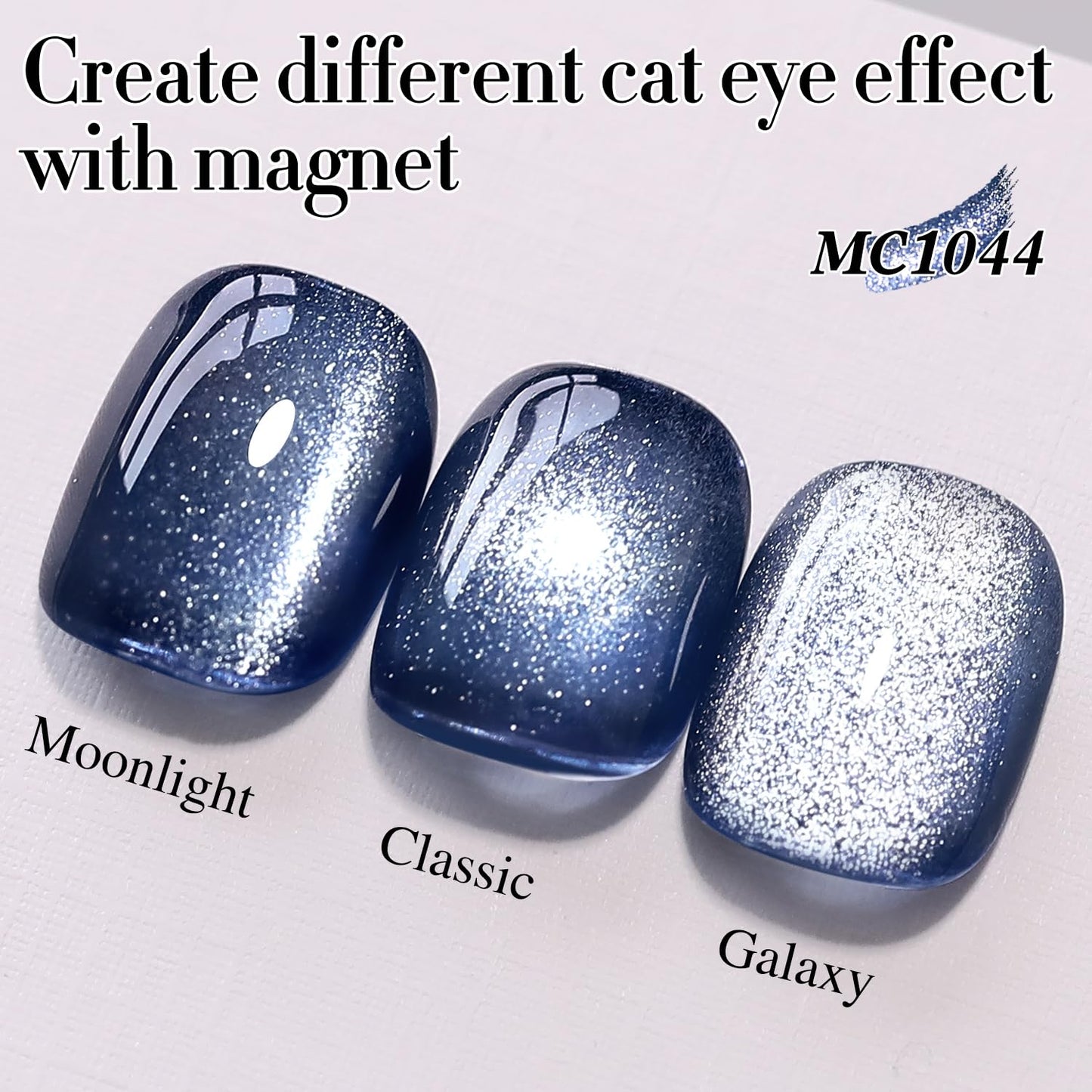 Double Rhythm 0.5 OZ Cat Eye Gel Polish with Magnet 15ML Holographic Glitter Shimmer Translucent Jelly Color Magnetic Polish Salon DIY at Home (Dark Blue-MC1044)