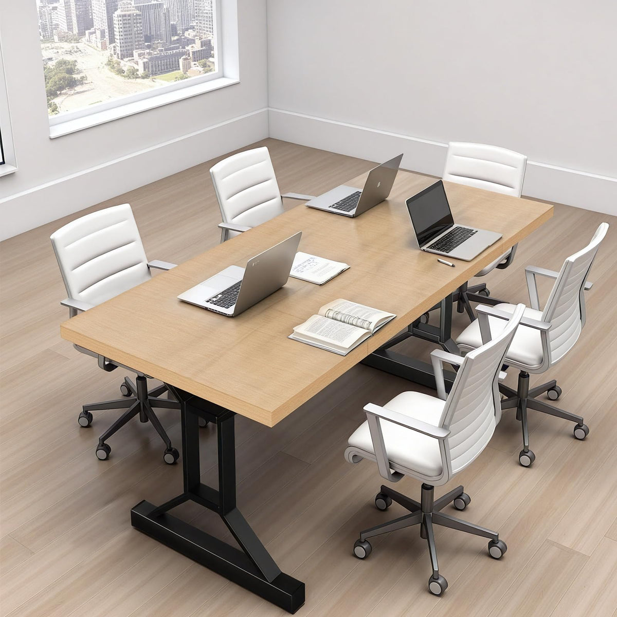 HONRISE 70.8-Inch Wooden Desk, Modern Executive Desk，Large Farmhouse Home Office Desks, Simple Study Computer Table, Desk Tables for Home & Dining