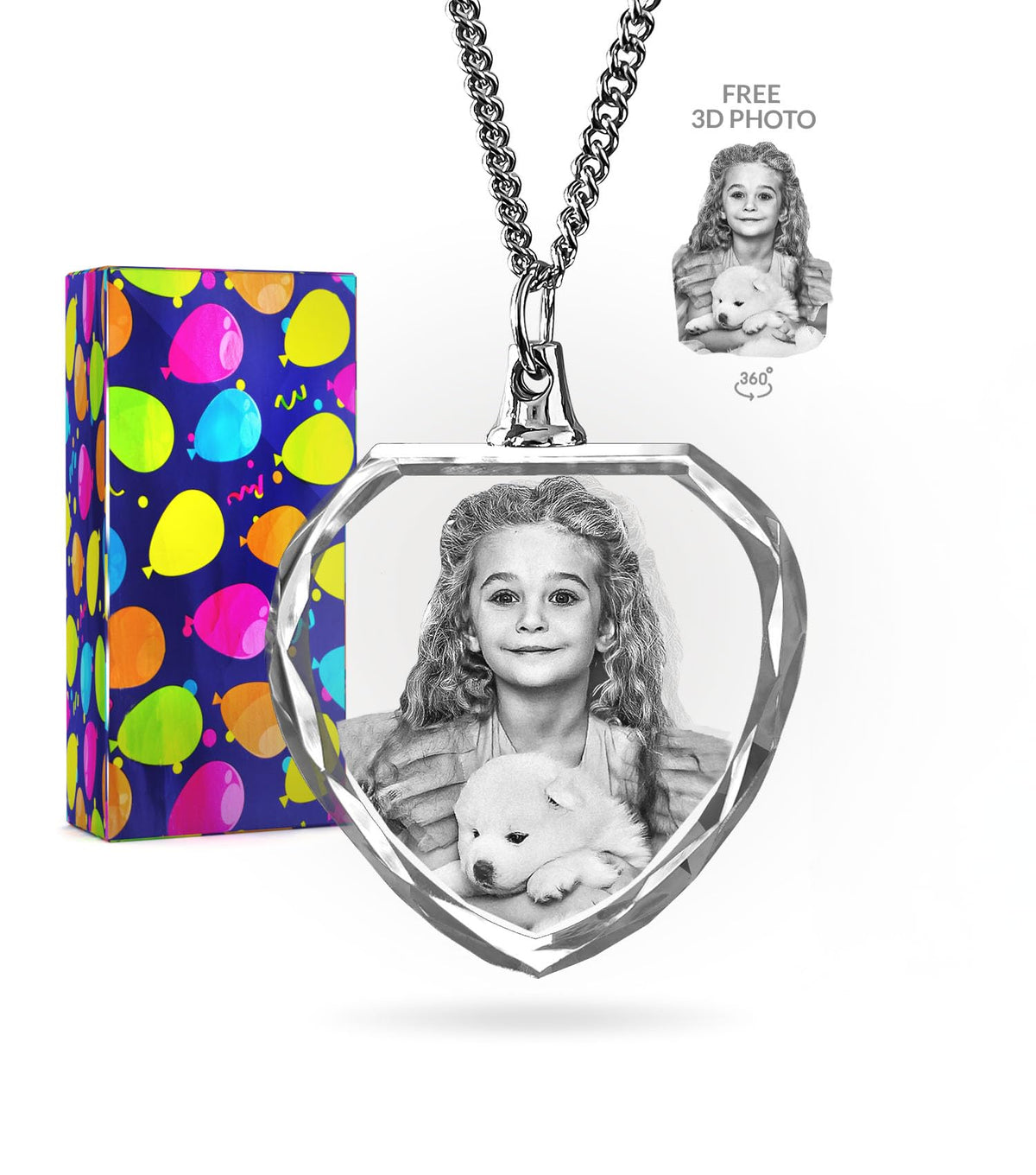 ArtPix 3D Crystal Photo, Personalized Gift Necklace Heart for Women, Wife, Her, Custom Gift for Dad, Father, Great Customized Gifts With Your Own Picture