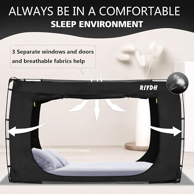 Bed Tent Bed Canopy Twin Size Tents for Adult and Kids- Original Design Portable Dream Tent Indoor Sleeping 80% Blackout with 3 Doors Breathable Big Space Tents