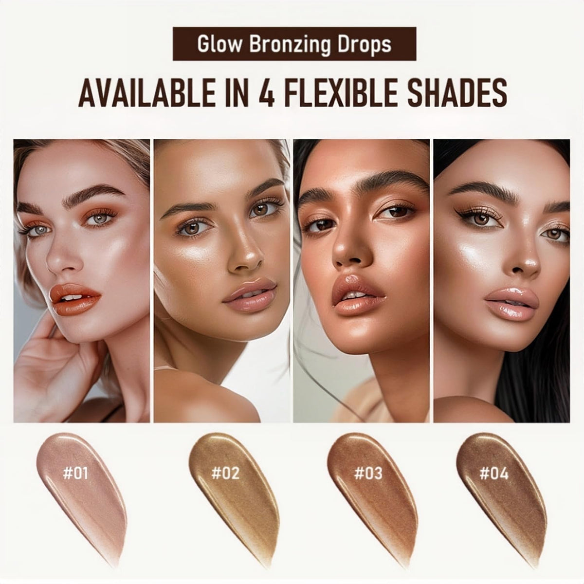 Liquid Highlighter 4 Colors Shimmer Glow Finish Face Highlighter Lightweight Waterproof Long Lasting Face Illuminator Highlight Illuminator for Face Cheek Eyes (Color 04)