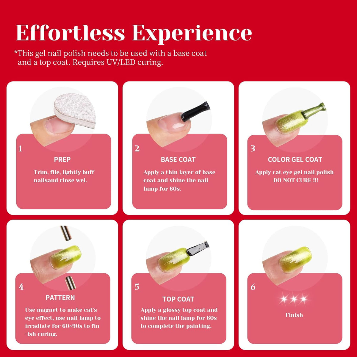 Red Cat Eye Gel Nail Polish - Perfect for DIY at Home & Ideal Gift for Nail Art Lovers!