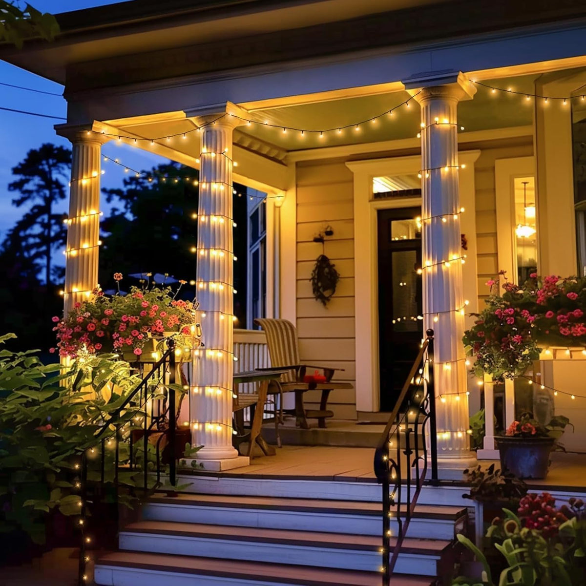 JMEXSUSS 500 LED Christmas Lights Outdoor, 173ft Warm White String Lights for Outside, 8 Modes Plug in Christmas Tree Light for Holiday Tree Indoor Ceiling House Decorations