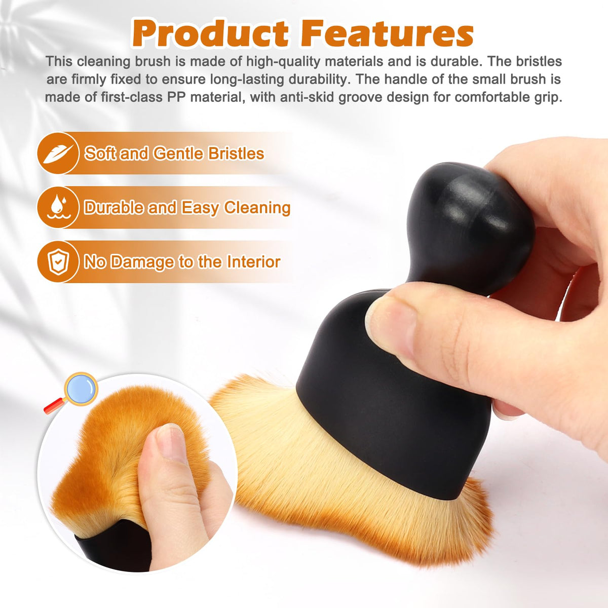 Auto Car Detailing Brush Set Car Interior Cleaning Kit Includes 3 Boar Hair Detail Brush,3 Wire Brush, 3 Air Vent Brush for Cleaning Car Interior Exterior, Dashboard Engines Leather Wheel
