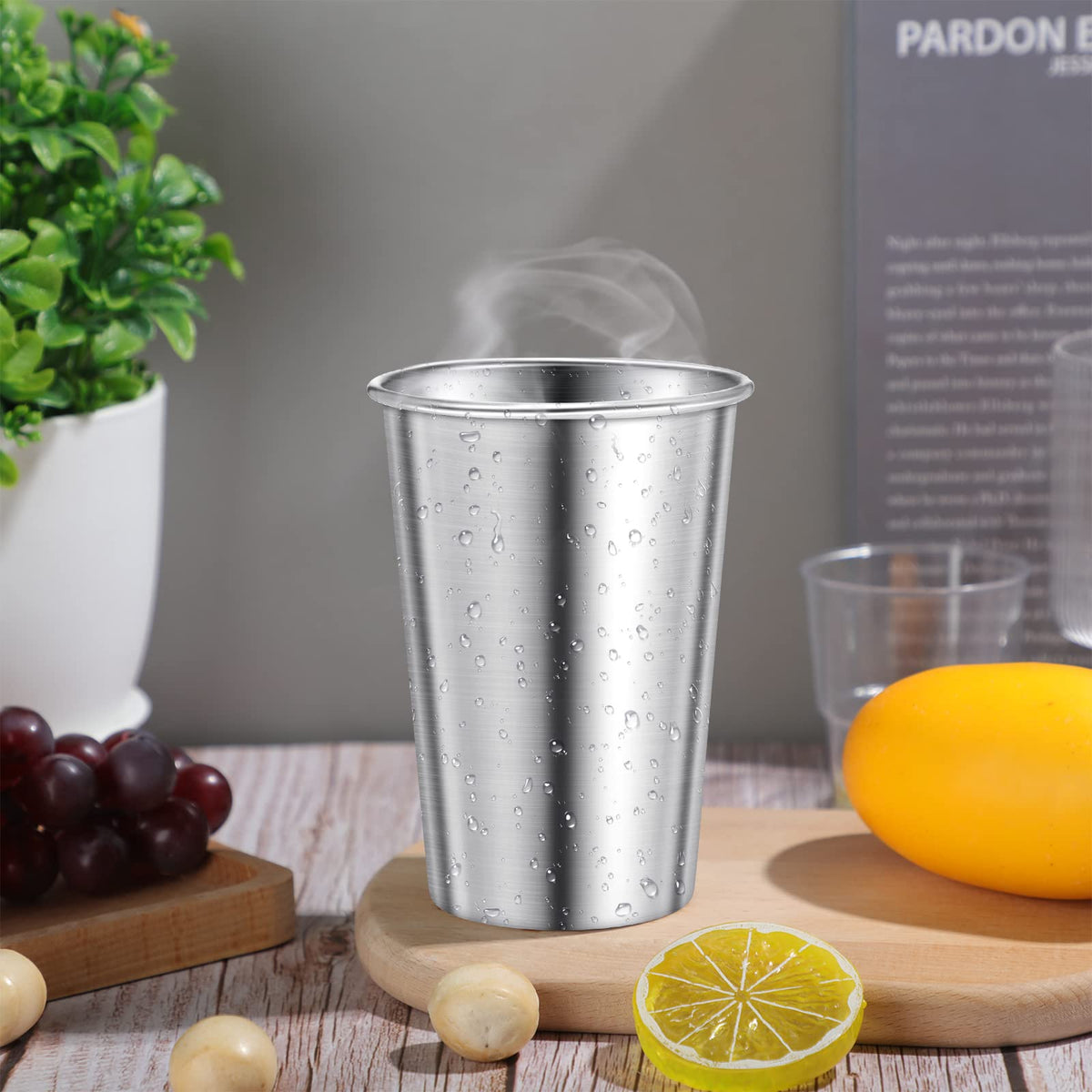 Honeydak 12 Pack Stainless Steel Cups 16 oz Metal Camping Cups Stackable Stainless Steel Pint Tumblers Shatterproof Drinking Glasses for Adults Travel, Outdoor, Camping, Everyday
