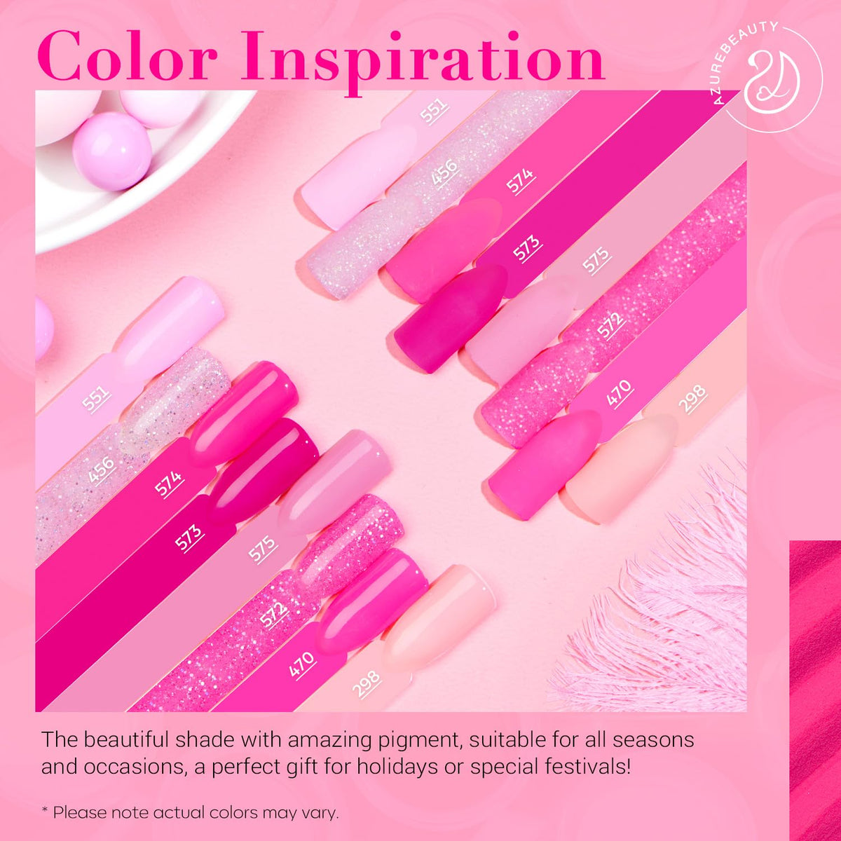 AZUREBEAUTY Dip Powder Nail Starter Kit with Matte Coat, 8 Hot Pink Glitter Neon Summer Color, Dipping Powder Liquid Set with Base/Top Coat/ Activator/10 Nail Sticks Salon at Home
