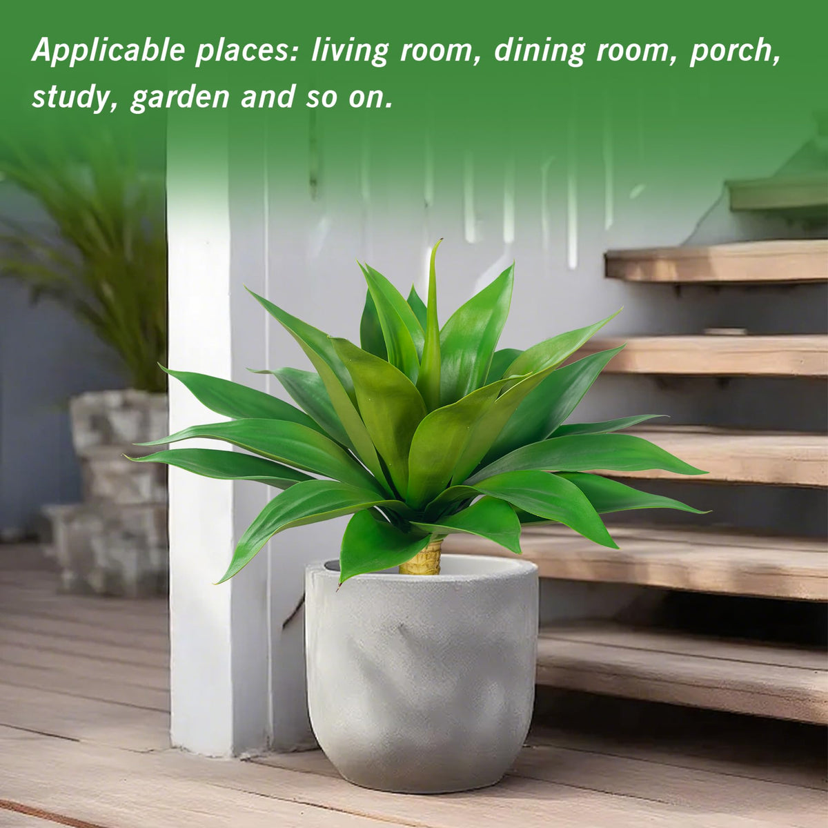ENALGRE Artificial Flowers for Outdoors Artificial Agave Fake Plants Faux Agave Artificial Plants Outdoor Fake Flowers Outdoor Faux Plants Indoor Uv Resistant Artificial Plants 28''(Green 2pcs)