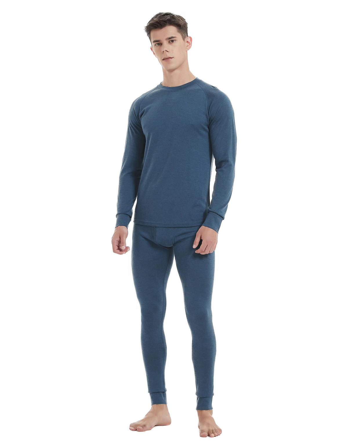 Iguana Mens 100% Merino Wool Base Layer Sets for Ski Lightweight Thermal Underwear Pewter Small