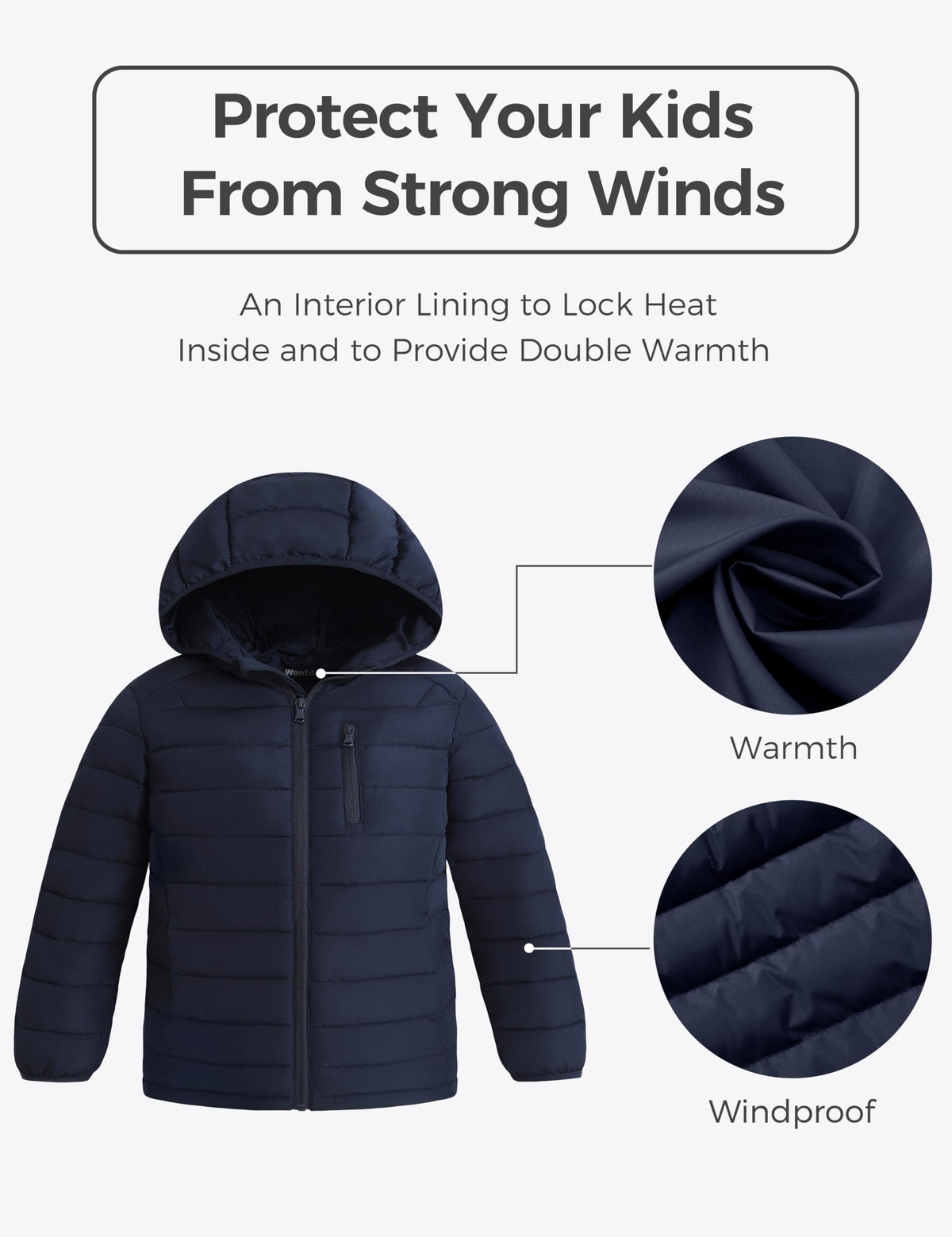 wantdo Boy's Light Winter Jacket Packable Windproof Puffer Jacket Navy 14-16