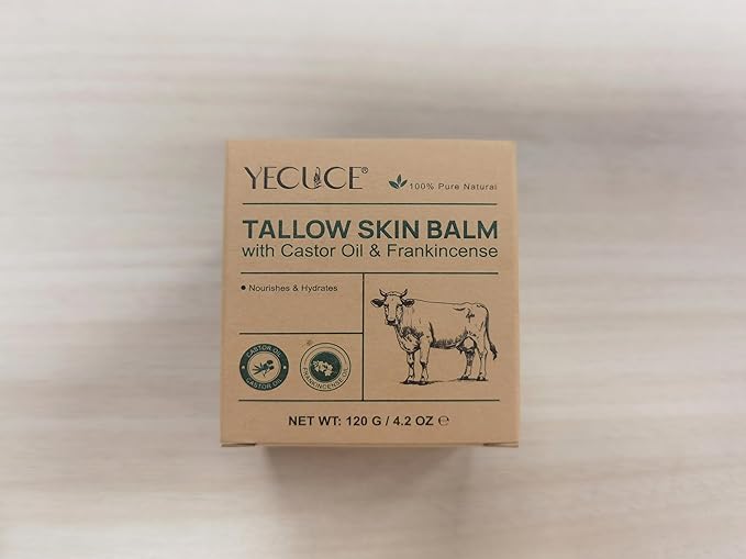Tallow Skin Balm With Castor Oil & Frankincense, Vitality Frankincense Balms 100% Grass-Fed Tallows For Skin Care Castor Oil Balm Beef Tallow For Face & Body120 G/4.2 Oz