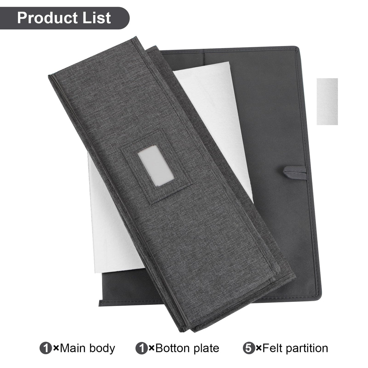 Platter Storage Case, China Storage Containers Hard Shell 17" x 13" x 6", 5 Felt Dividers Included, Structured Top and Stackable (Linen Grey)