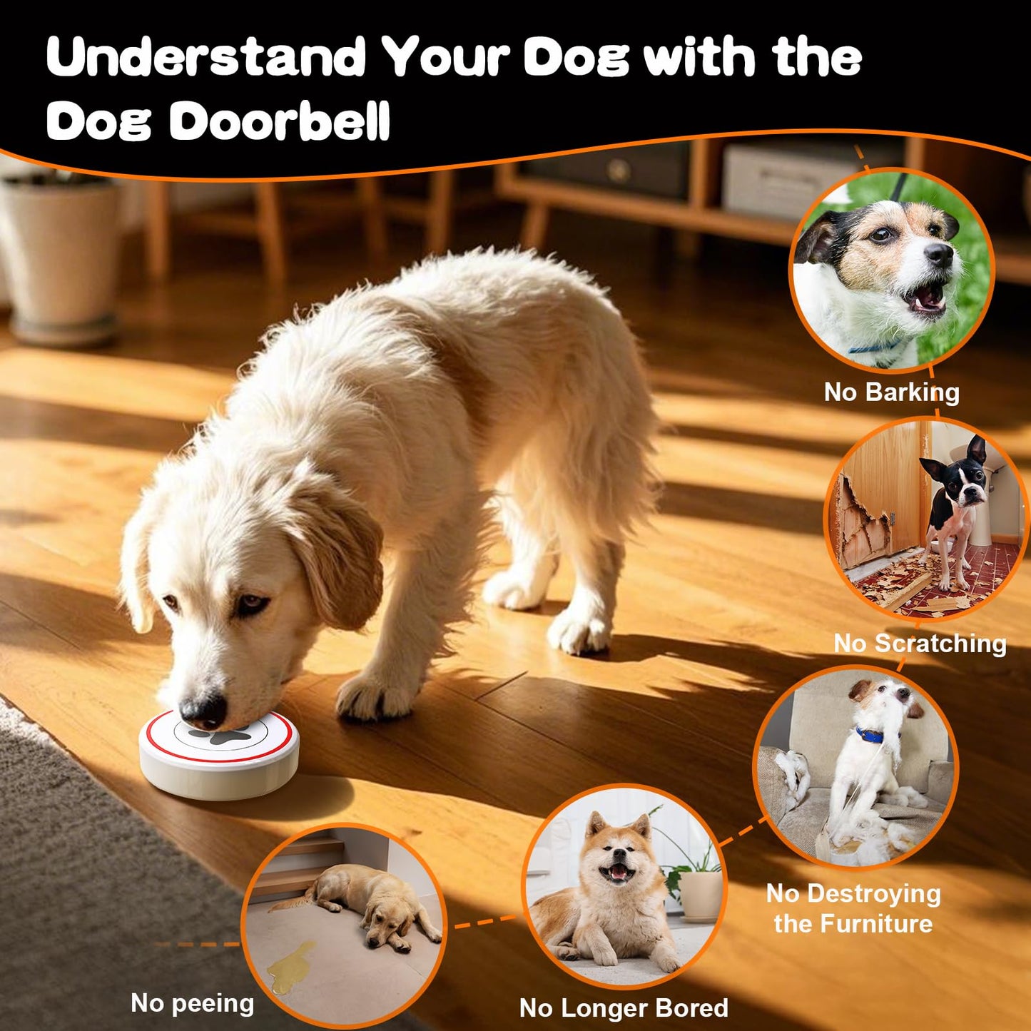 ChunHee Smart Dog Door Bell Wireless Puppy DoorBell for Potty Training, Dog Bells to go Outside, Bells for Dogs to Ring to go Potty, 2 Dog Buttons [New 2025]