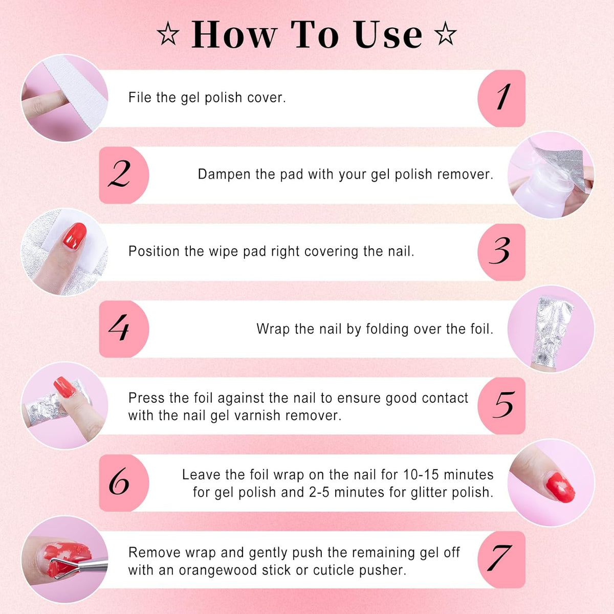 NXJ INFILILA Nail Foil - 300PCS Foil Nail Wraps Gel Nail Polish Remover Foil Wraps for Nails, Soak Off Gel Remover with Larger Cotton Pad for Removing Nail Polish at Home