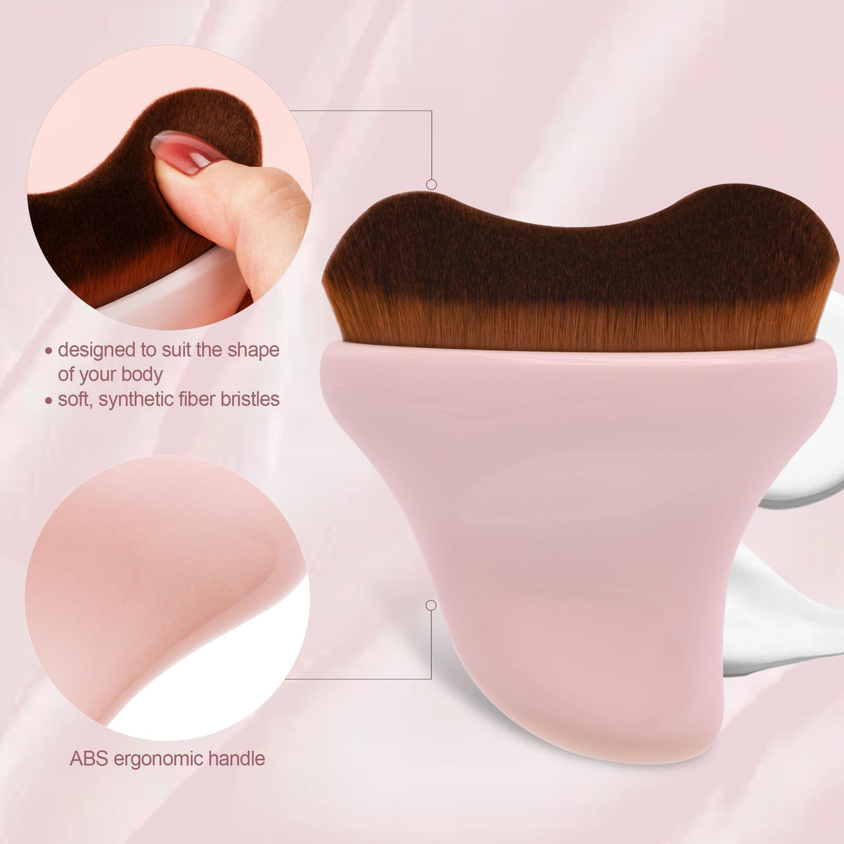 BEAUTYFACTOR Self Tanner Brush - Kabuki Bronzer Brush for Face & Body Makeup - Self Tanning Mitt for Face, Body & Legs (Pink)