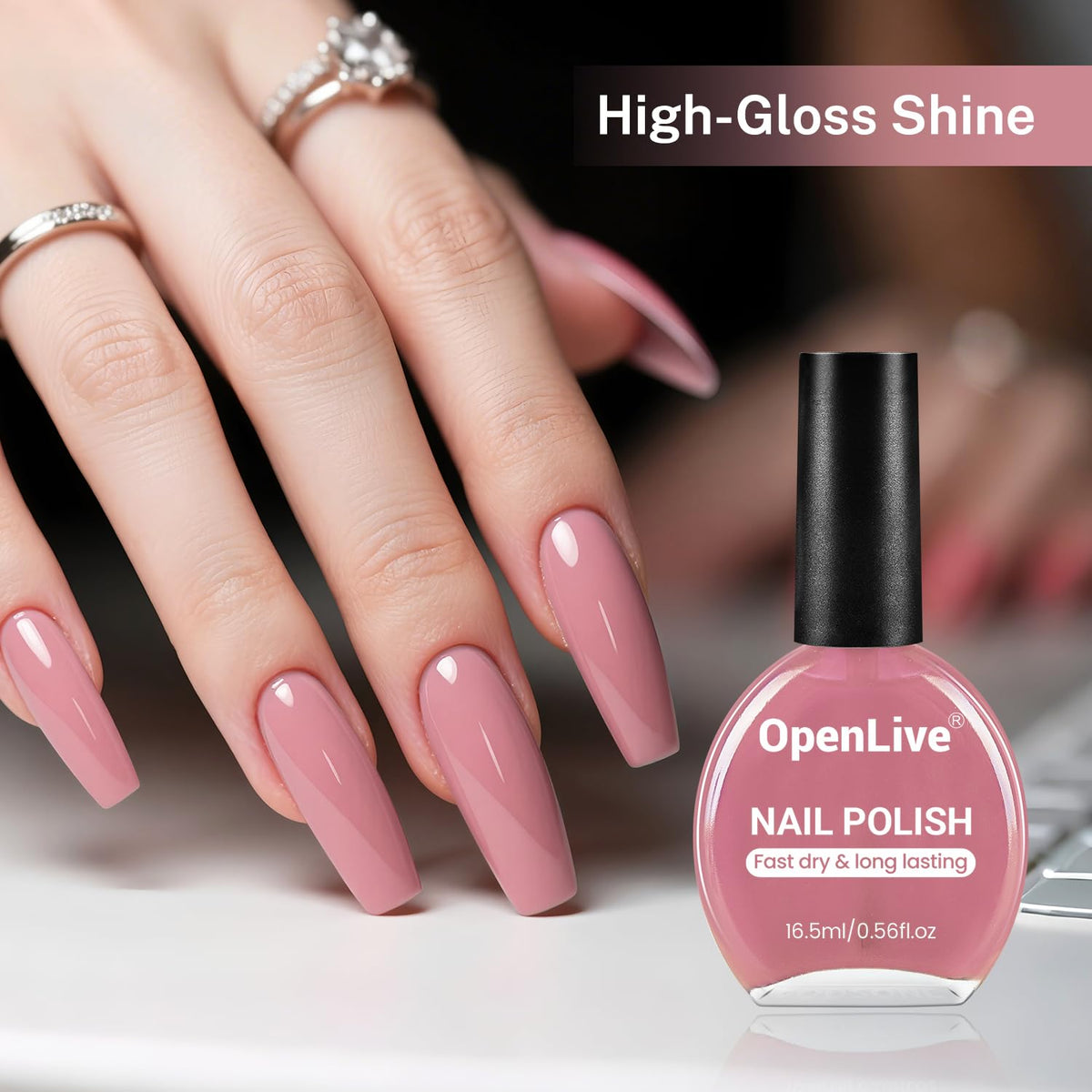 16.5ml Dusty Rose Nail Polish Large Volume Quick Drying Light Pink Nail Polish, Fast Drying and Long Lasting Color Nail Art DIY Home Manicure Gift for Women