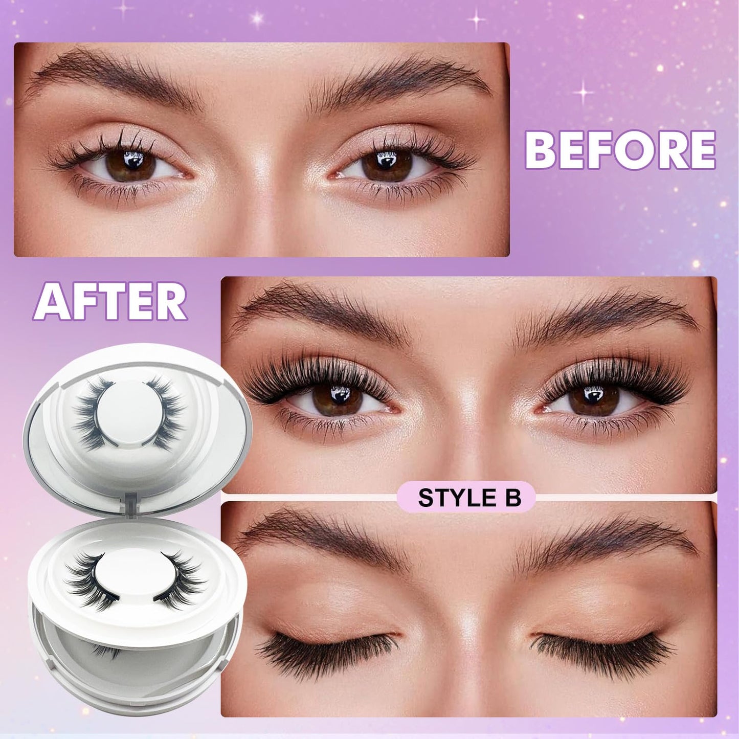 Elara Craft Eyelashes with Applicator, Magnetic Eyelashes Natural Look,Reusable Magnet Lashes No Glue Needed Soft Lashes Kit(Natural)