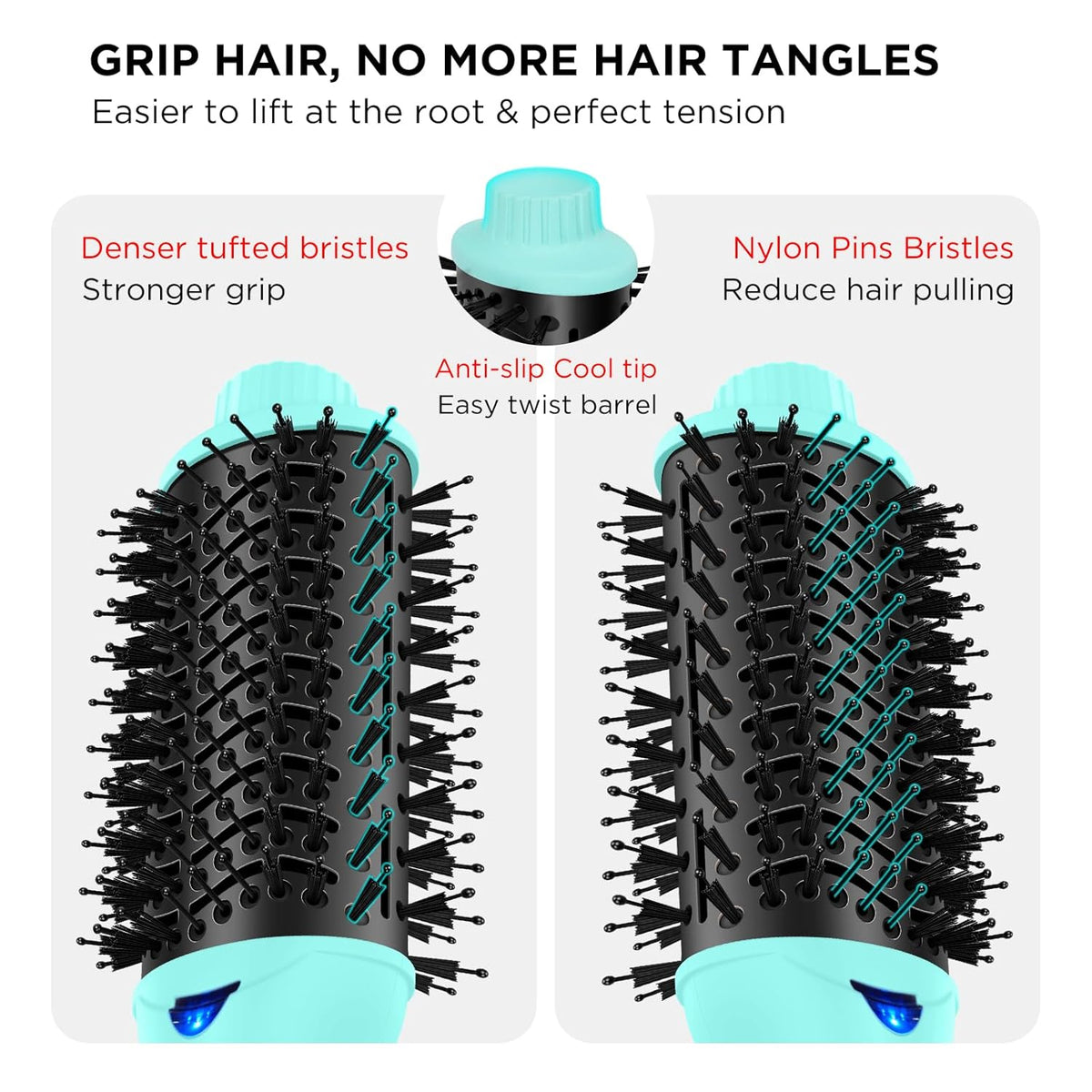 Hot Air Brush, Aima Beauty Professional One Step Hair Dryer & Volumizer 4 in 1 Upgrade Anti-Scald Negative Ionic Technology for All Hair Types, Light Green
